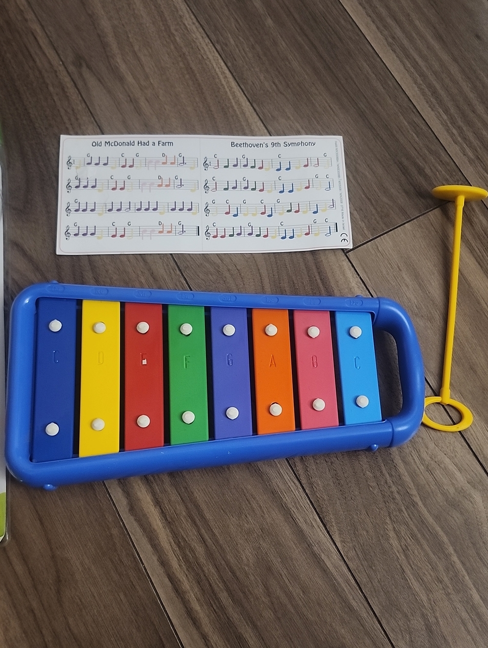 Blue Handheld Rainbow Xylophone for Kids - Colorful Musical Toy